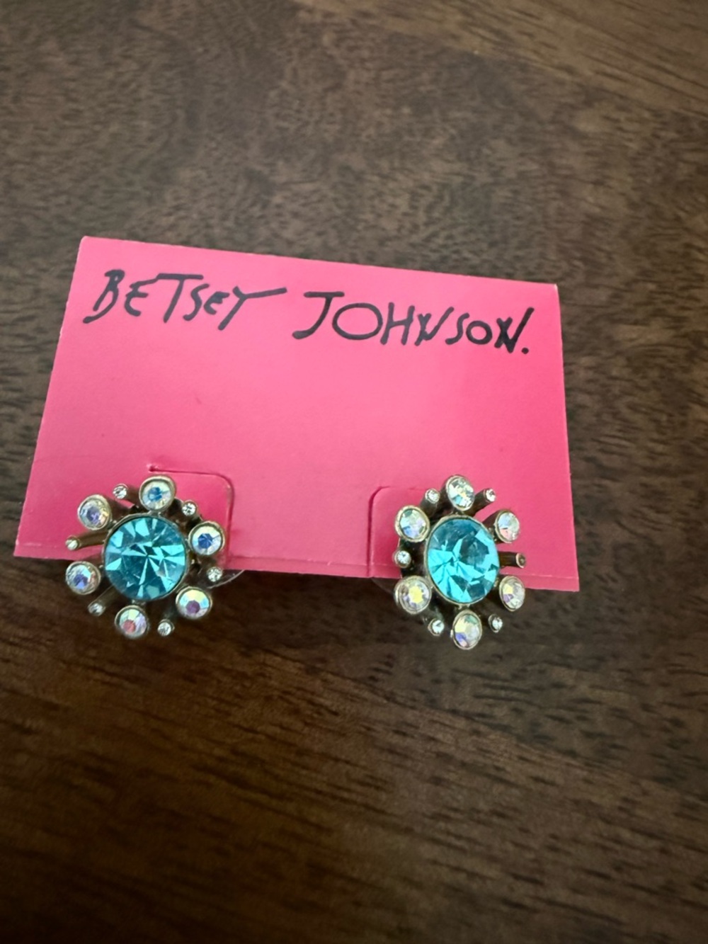 Betsey Johnson Turquoise and Iridescent Sunburst Stud Earrings